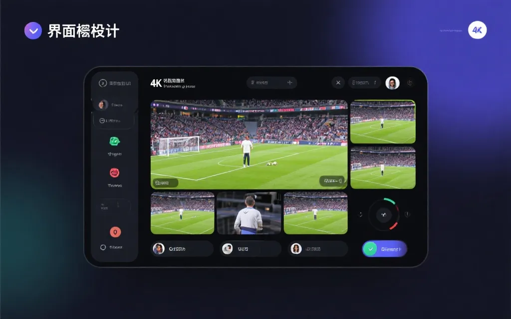 多机位与4K直播的产品界面概念图，突出互动与订阅升级